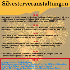 Silvesterveranstaltungen in Zwiesel